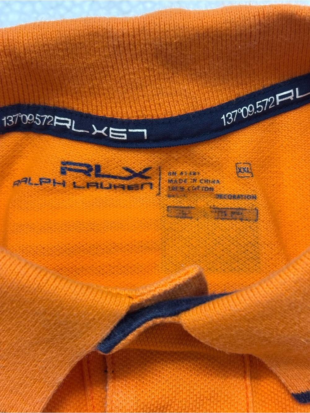 RLX Ralph Lauren Men Polo XXL Orange Big Pony US Offshore Racing Y2K Sailing - Picture 7 of 10